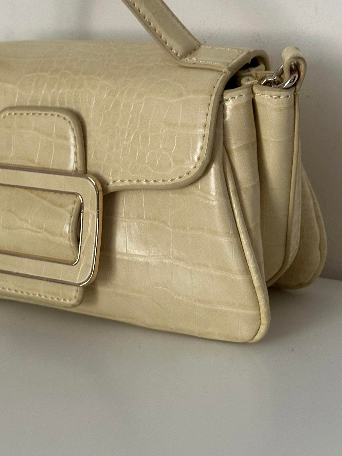 Zara Croc-Effect Shoulder Bag with Buckle Detail