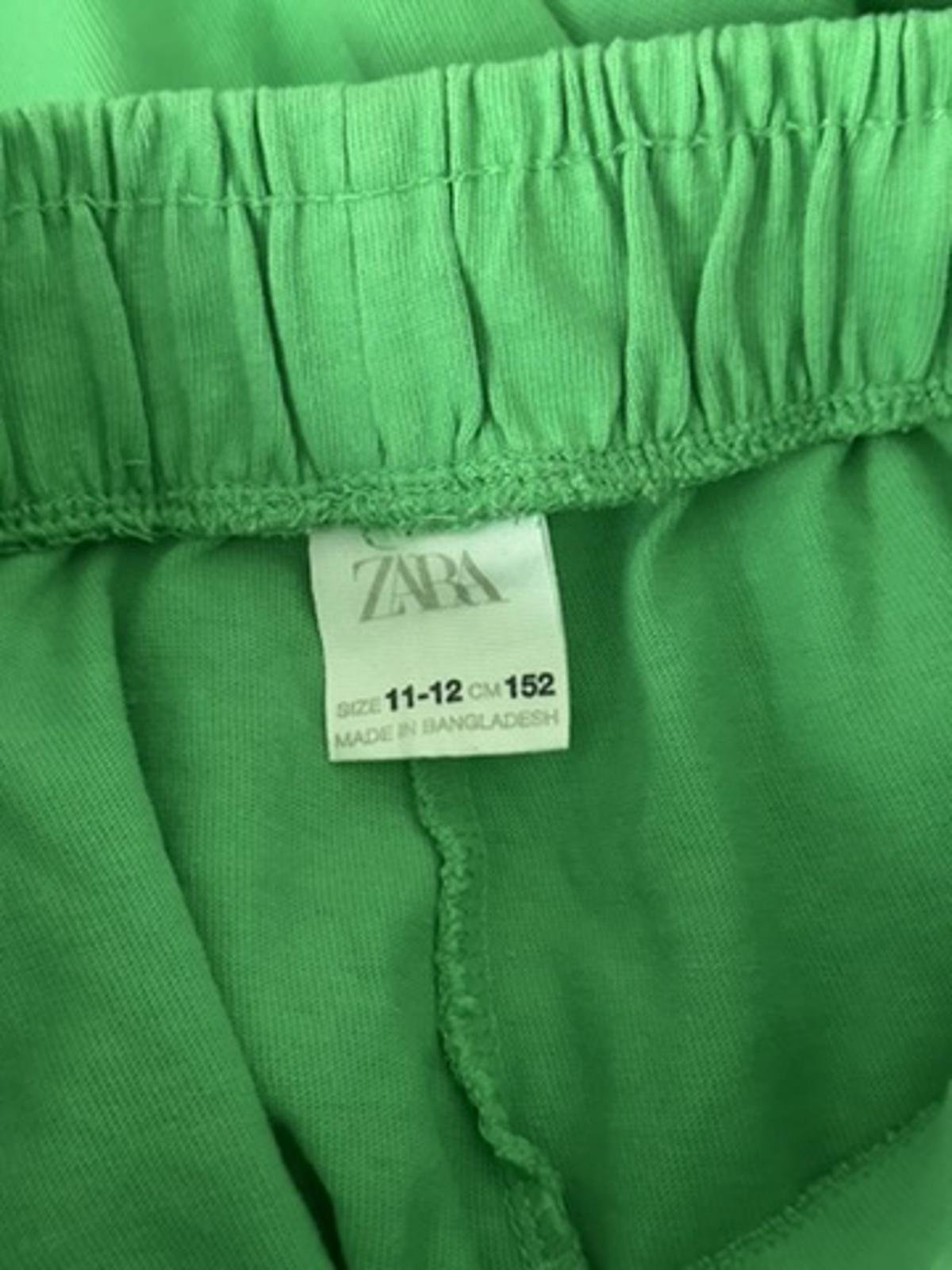ZARA Girls Green Wide-Leg Trousers with Tie Belt – Age 11-12