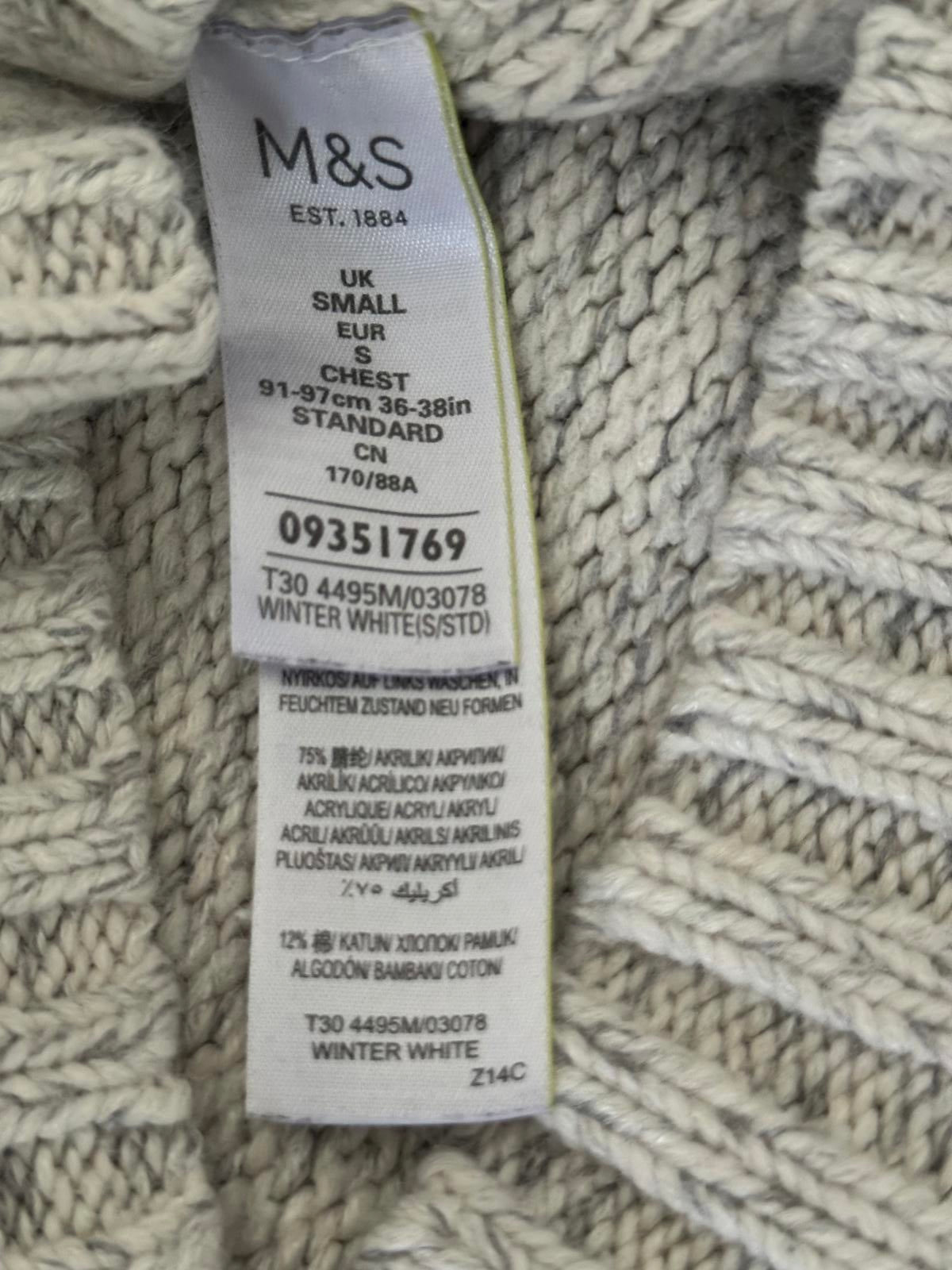 M&S Collection Winter White Half Zip Knit Jumper – Small