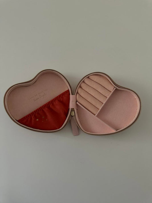 Lisa Angel Pink Heart-Shaped Travel Jewellery Case