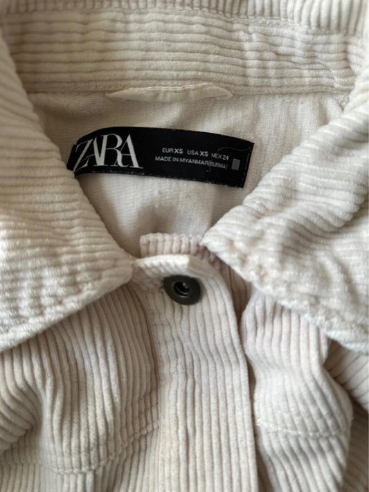 Zara Corduroy Button-Up Shirt - Soft Cream Hue