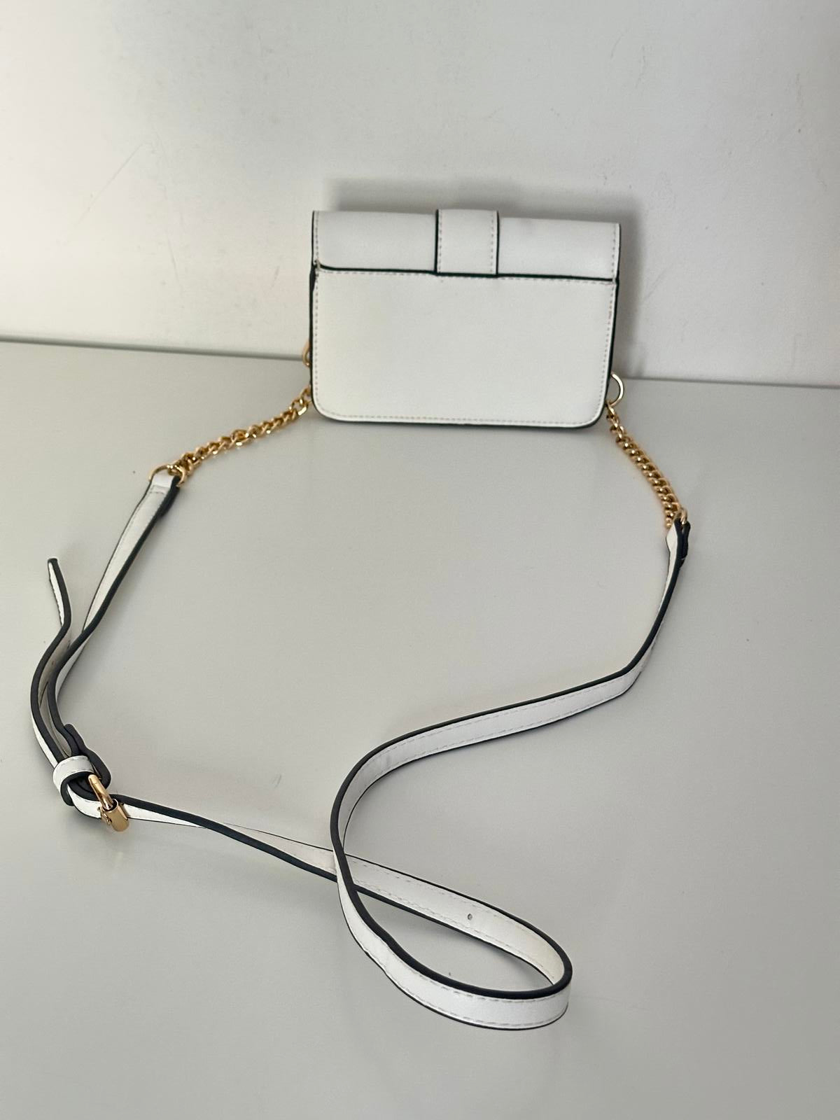 Accessorize White Crossbody Bag with Gold Chain Strap – Chic & Compact
