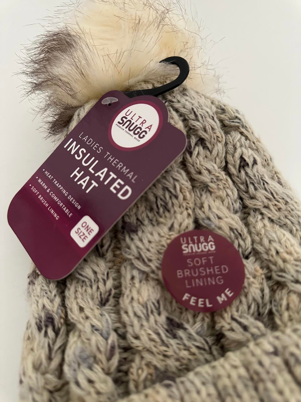 Ultra Snugg Ladies Thermal Insulated Hat with Faux Fur Pom Pom