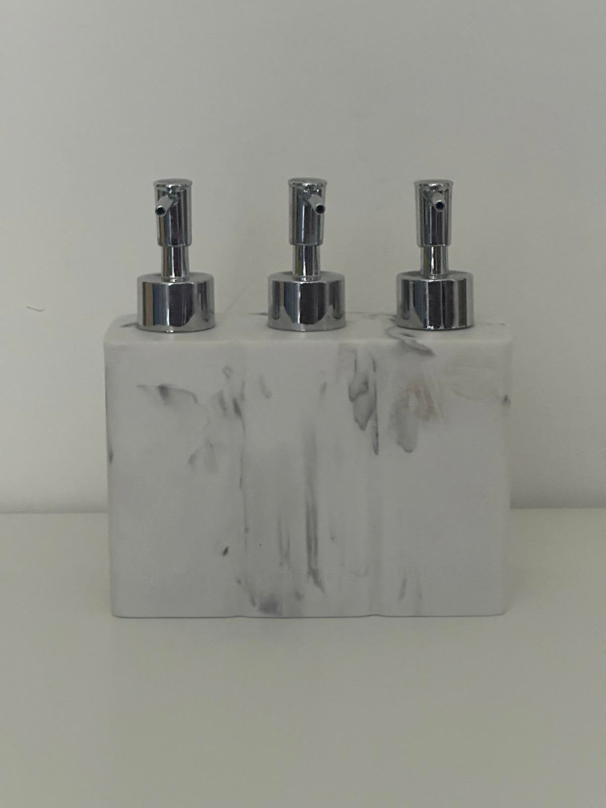 Marble Effect Trio Soap Dispenser – Shampoo, Conditioner & Body Wash