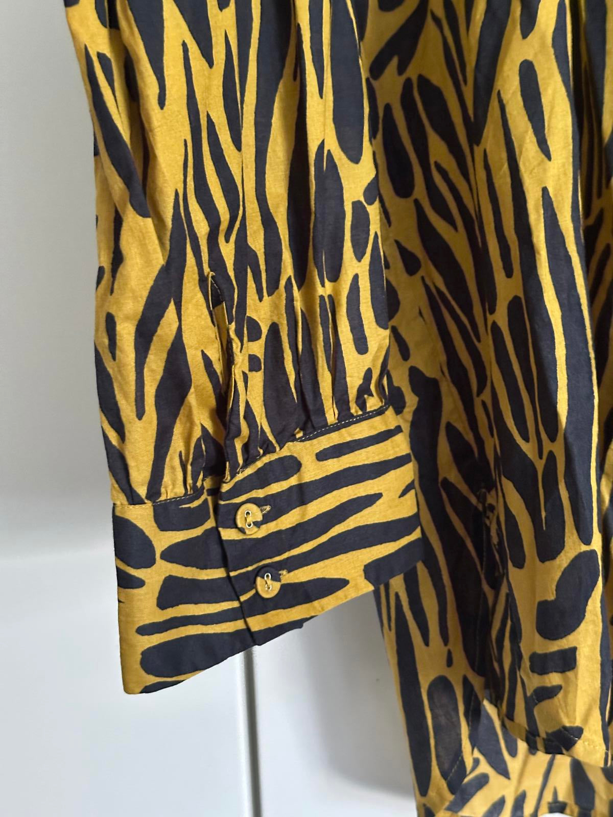 Next mustard & black animal print cotton blouse – UK 16