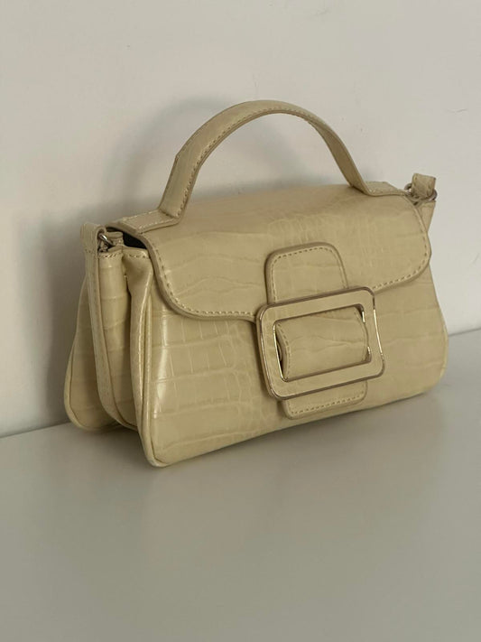 Zara Croc-Effect Shoulder Bag with Buckle Detail