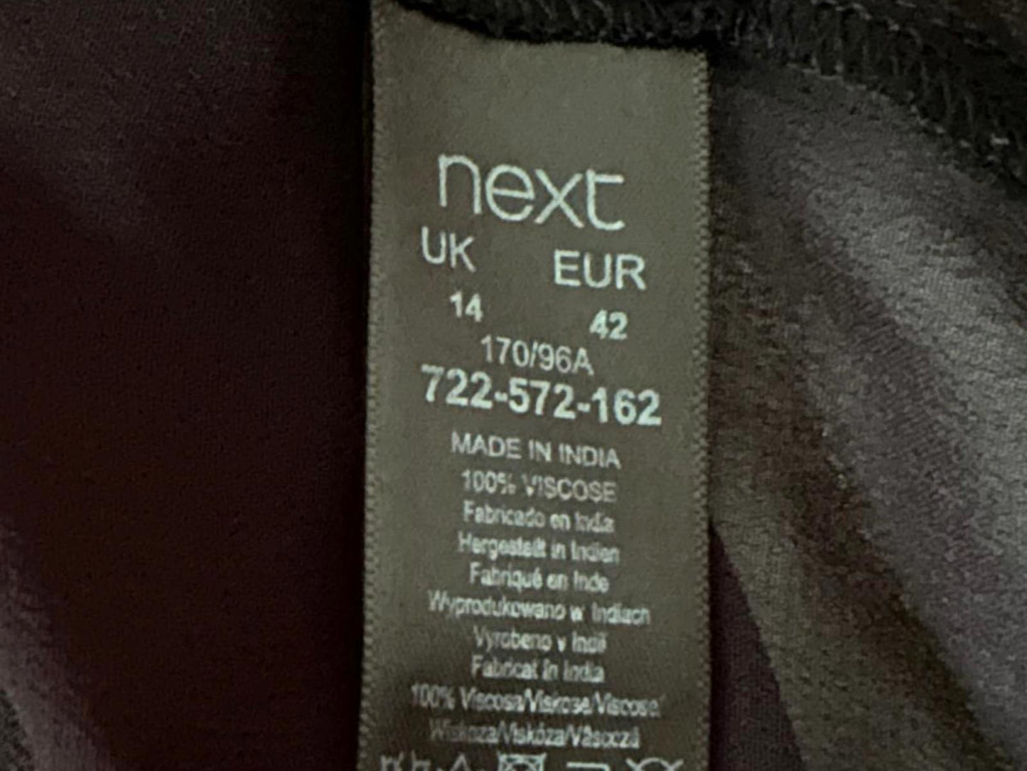Next Black Sheer Long Sleeve Blouse – Size 14