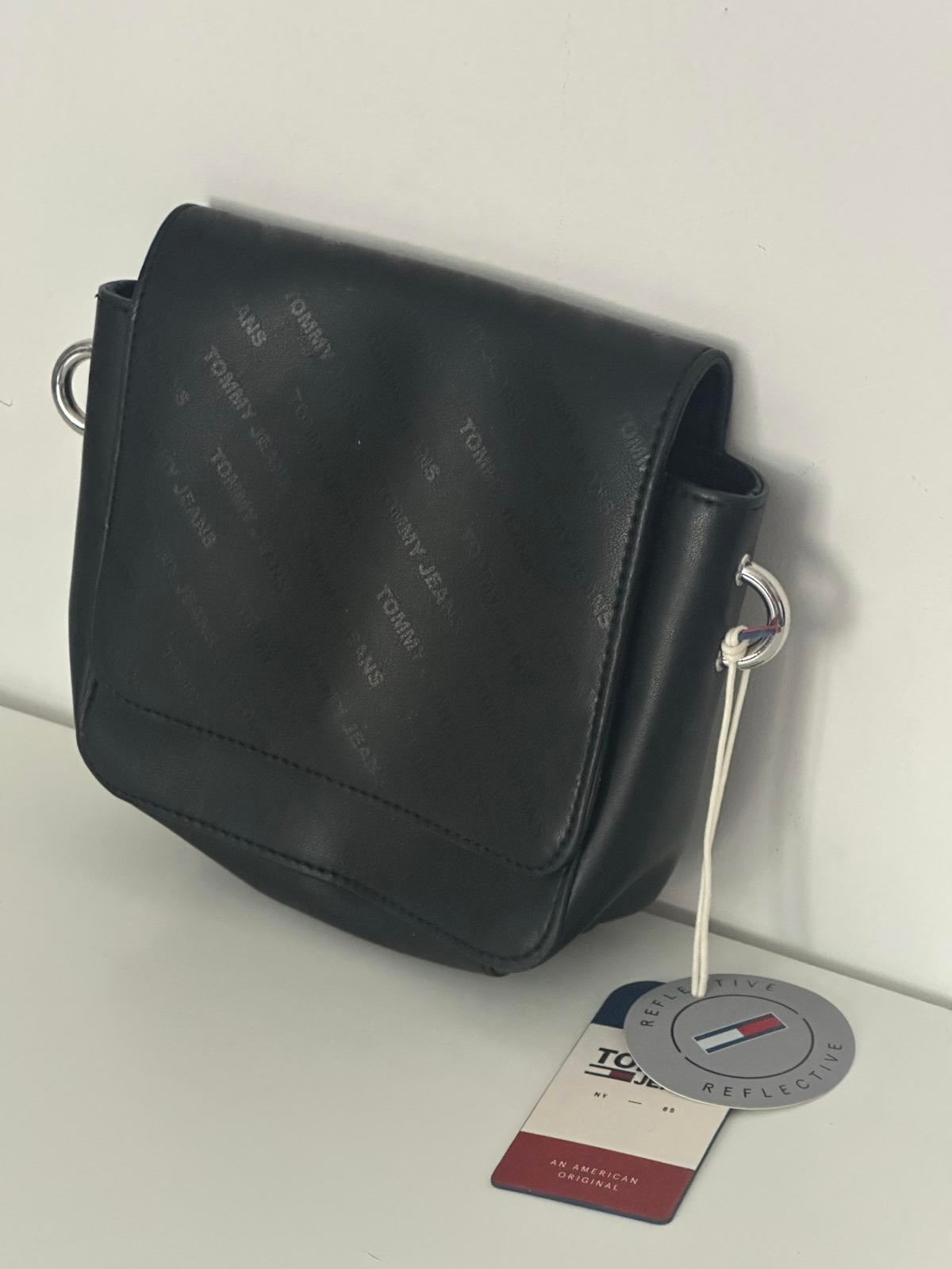 Tommy Jeans Black Crossbody Bag with Red Logo Strap