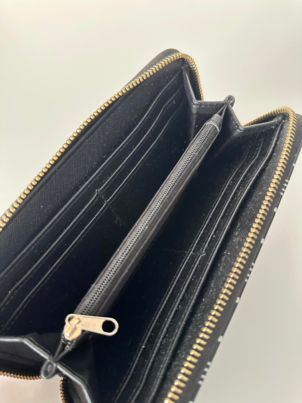 River Island Black & White Monogram Zip-Around Purse