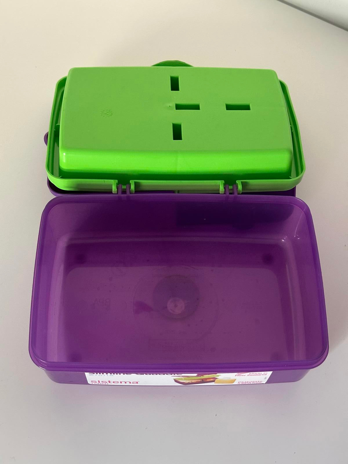 Sistema Slimline Quaddie Lunch Box โ 1.5L BPA Free Purple/Green