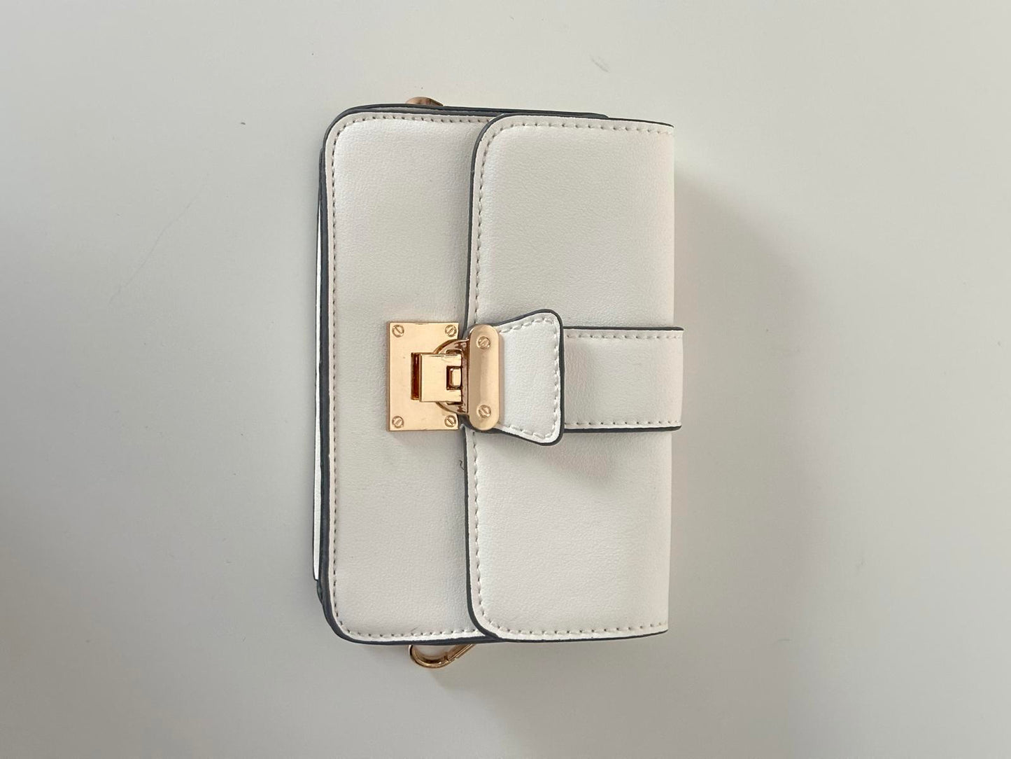 Accessorize White Crossbody Bag with Gold Chain Strap – Chic & Compact