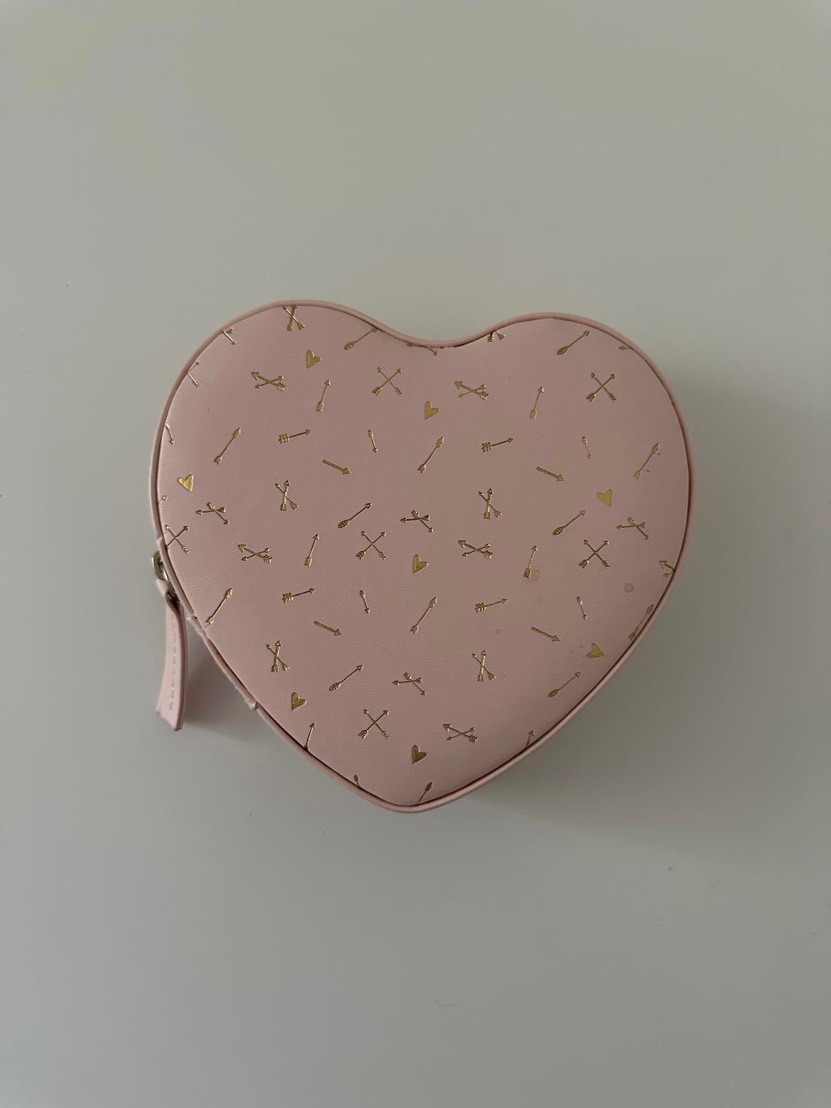 Lisa Angel Pink Heart-Shaped Travel Jewellery Case