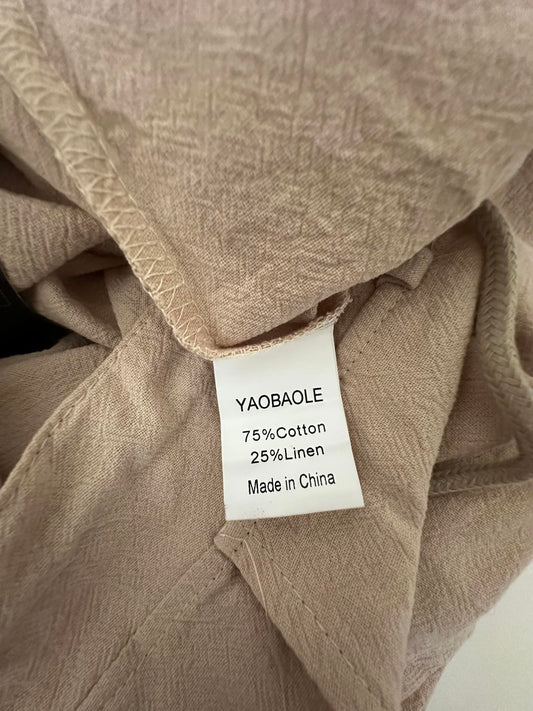 YAOBAOLE Classic Beige Shorts – Cotton & Linen Blend