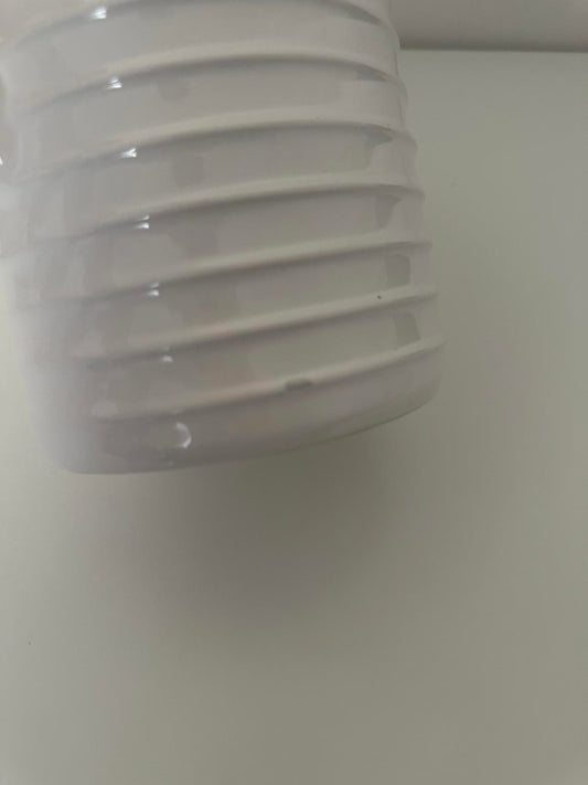Ribbed White Ceramic Jug