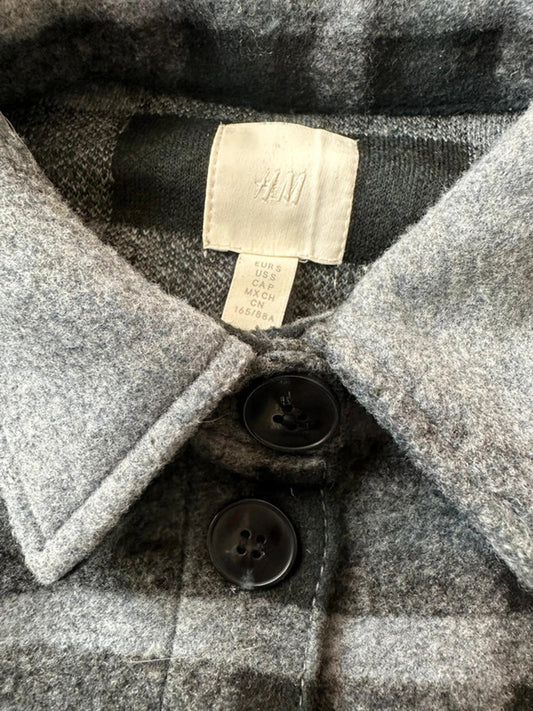Grey and Black Plaid Flannel Shacket by H&M