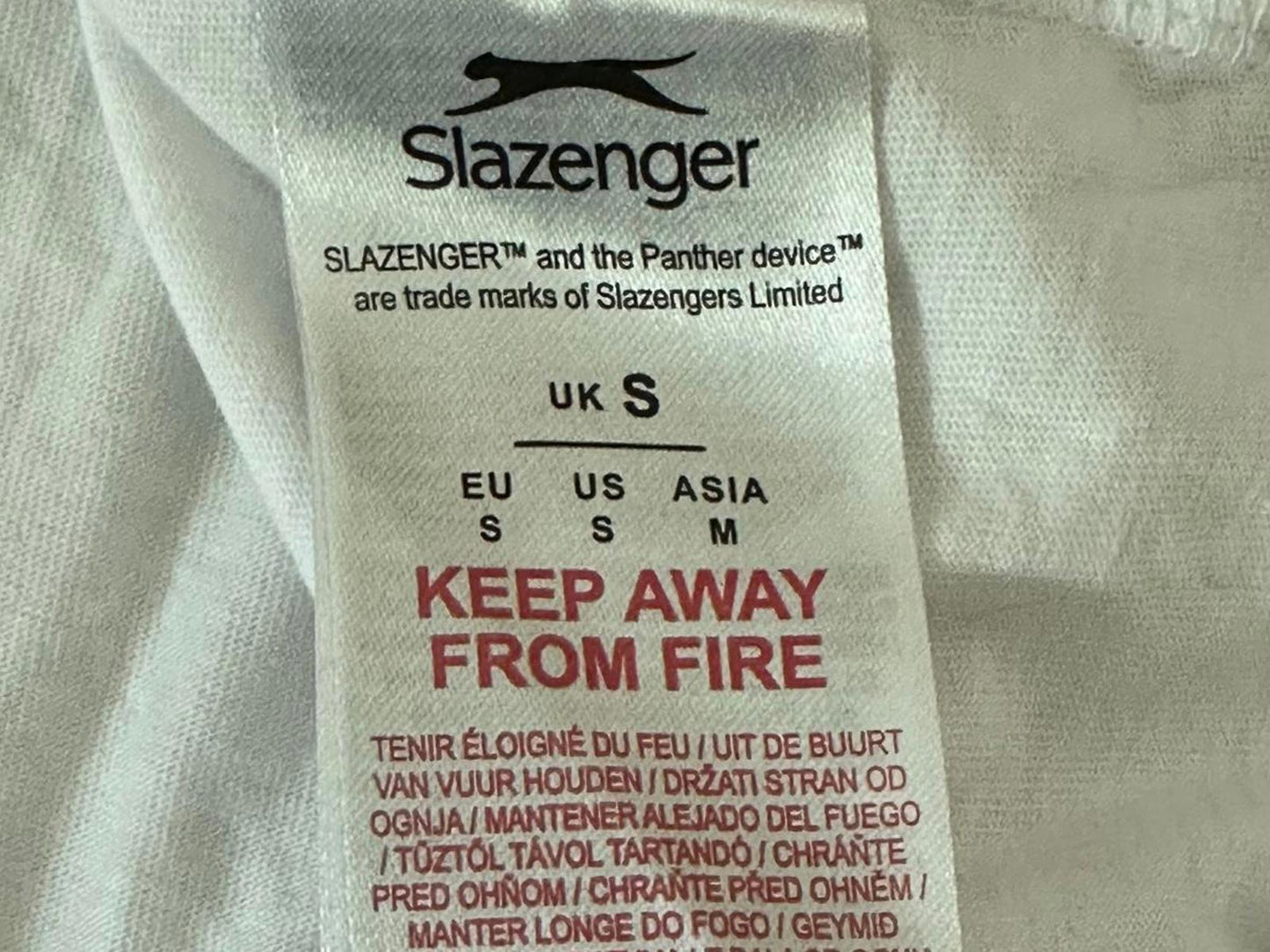 Slazenger White Crew Neck T-Shirt with Contrast Trim – Size S