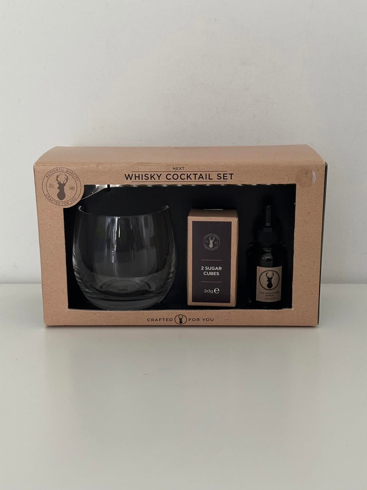 Next Whisky Cocktail Gift Set – Glass, Sugar Cubes & Syrup