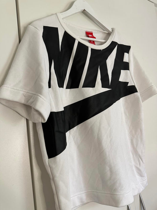 Nike White T-Shirt with Oversized Black Logo Print