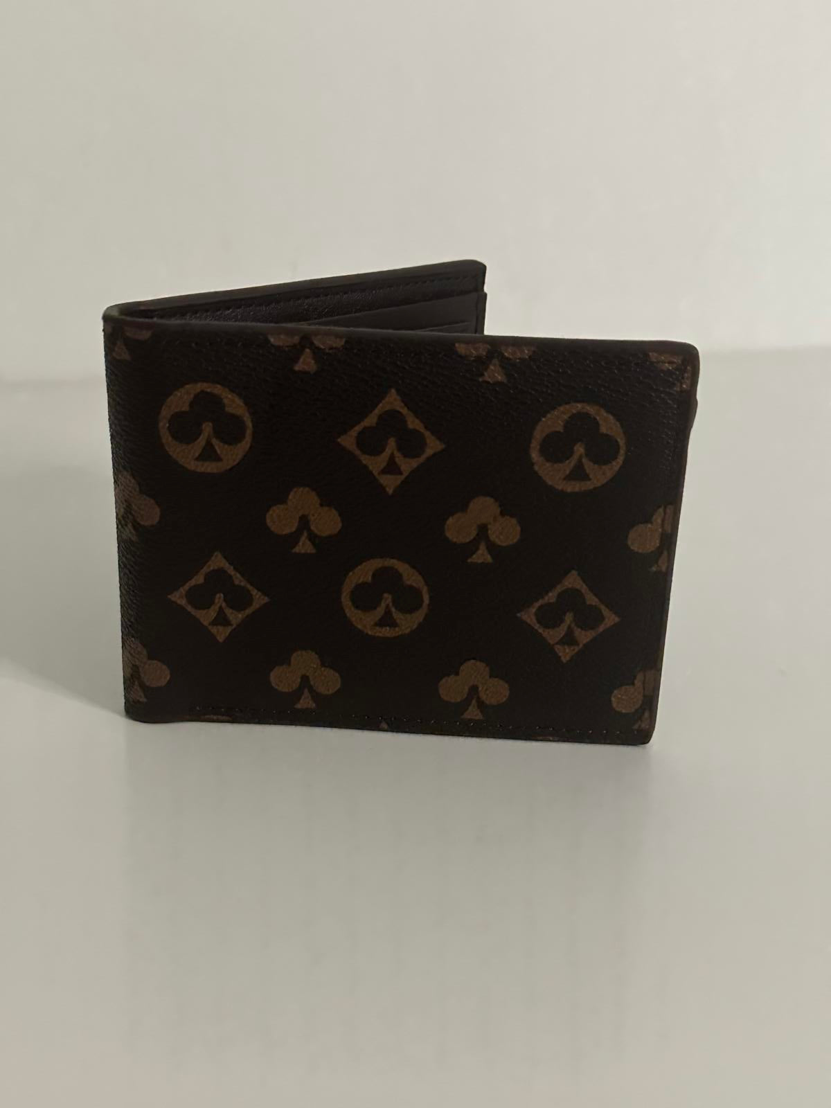 Brown Monogram Bi-Fold Wallet β Multiple Card Slots & Coin Pocket