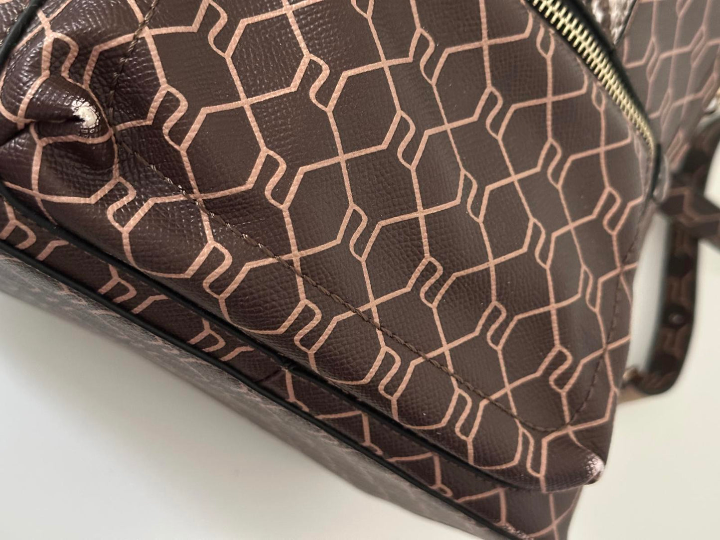 River Island Brown Monogram Backpack with Snake Print Detail