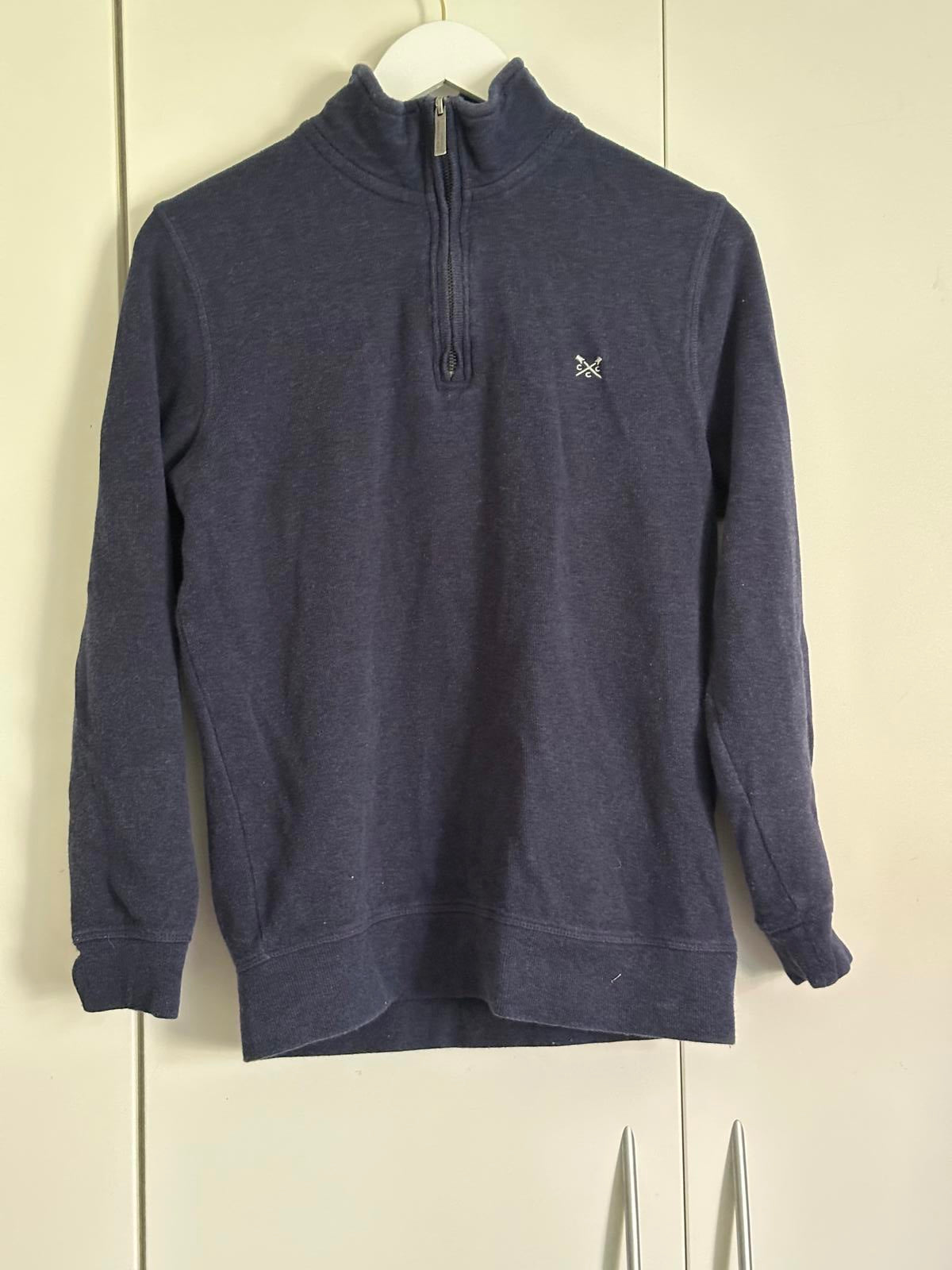 Crew Clothing Company Navy Half Zip Sweatshirt – 100% Cotton, Size M