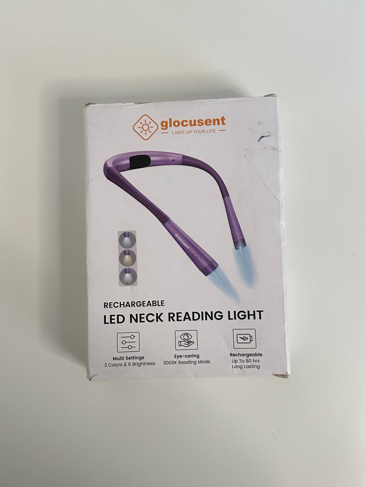 Glocusent Rechargeable LED Neck Reading Light – Hands-Free & Adjustable