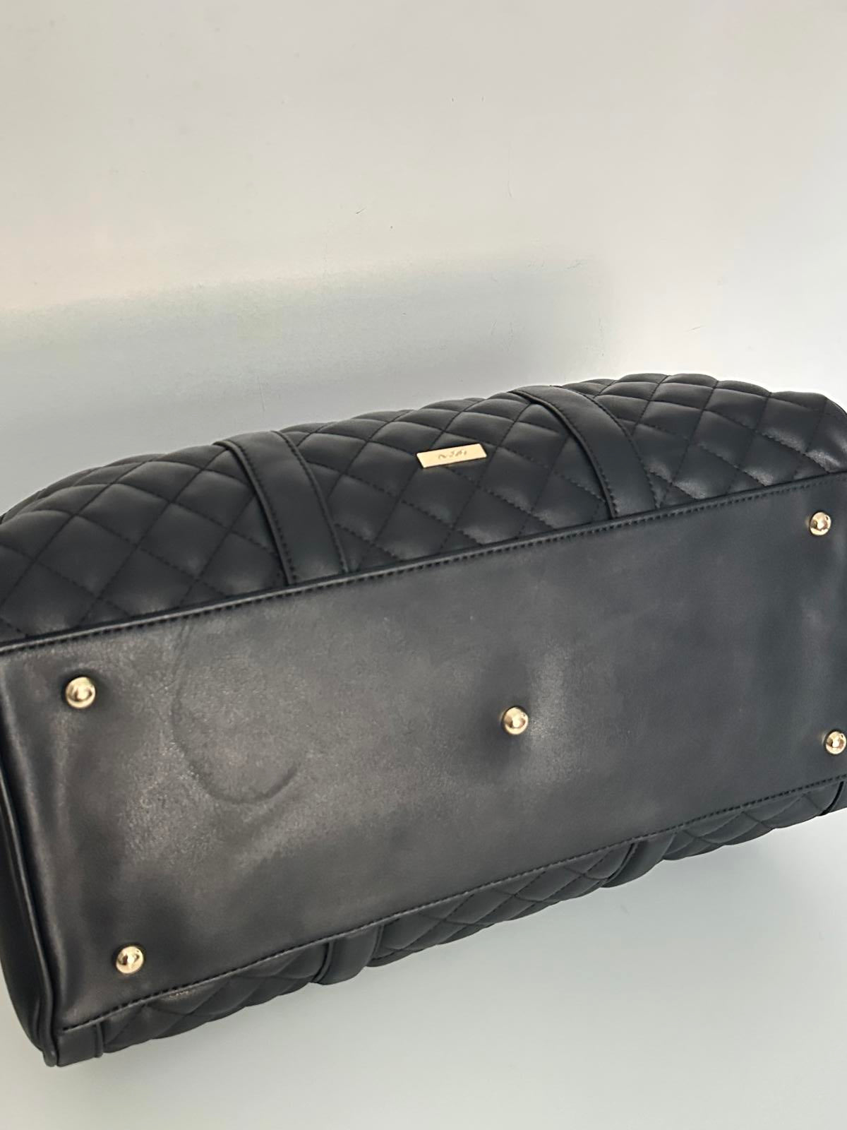 ALDO Scarba Quilted Black Weekend Duffel Bag – l Holdall with Gold Hardware