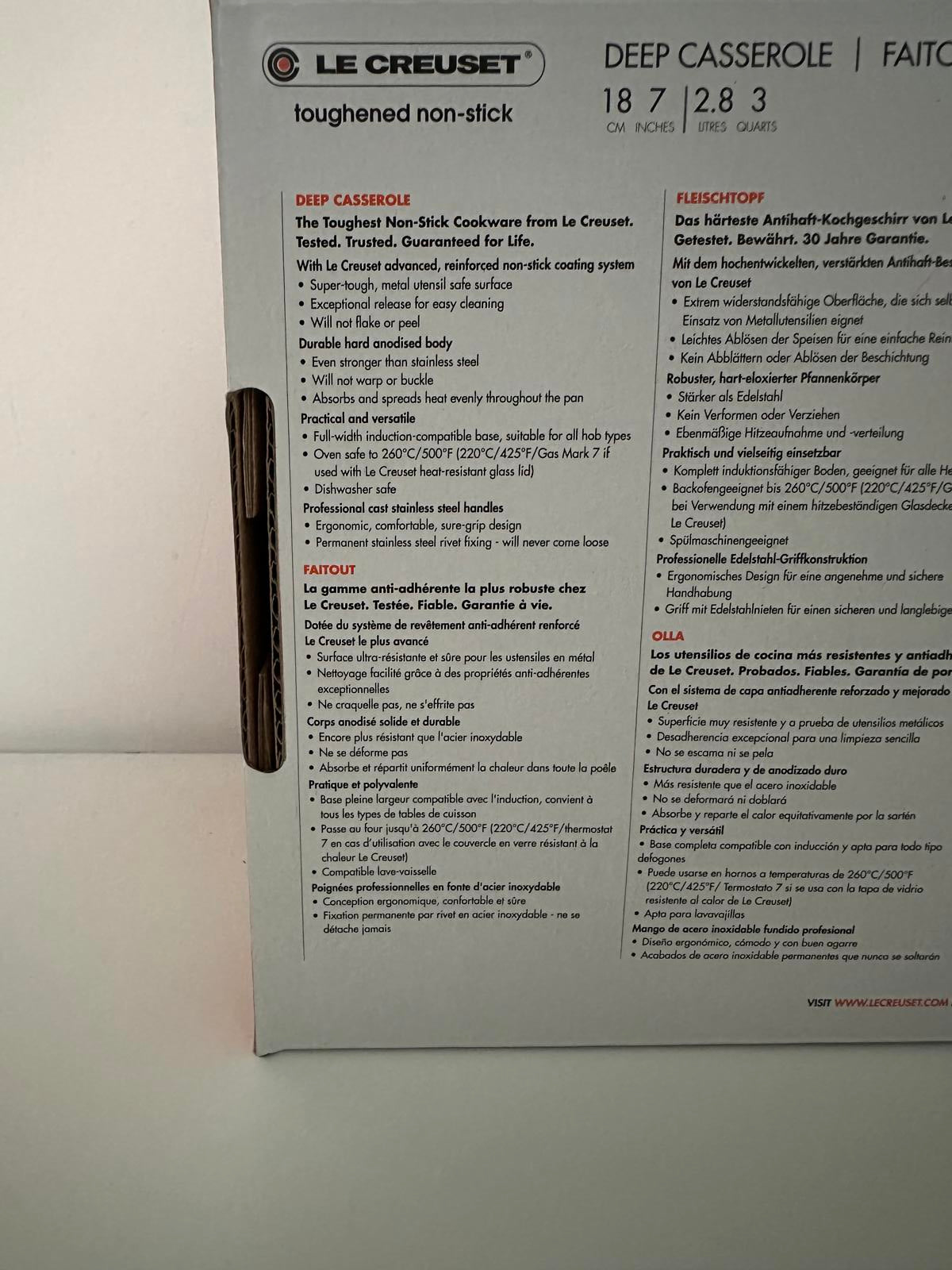 Le Creuset Toughened Non-Stick Deep Casserole 18cm (2.8L)