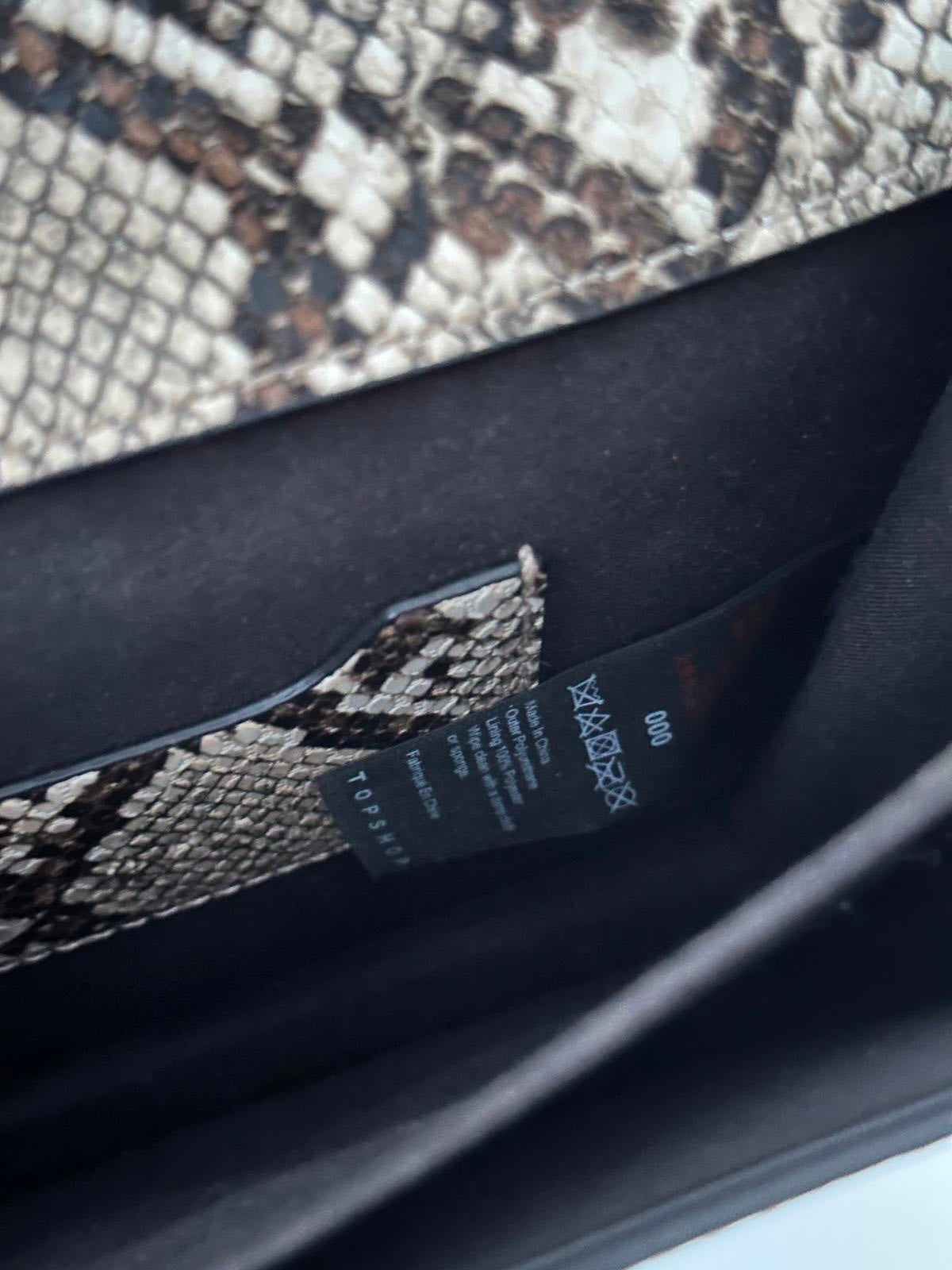 Topshop Snake Print Crossbody Bag with Gold Bar Handle