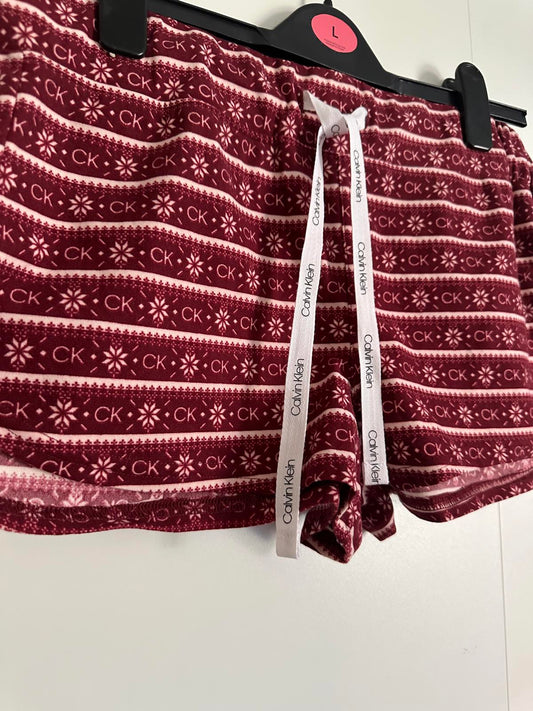 Calvin Klein Women's Festive Print Sleep Shorts – Red & White
