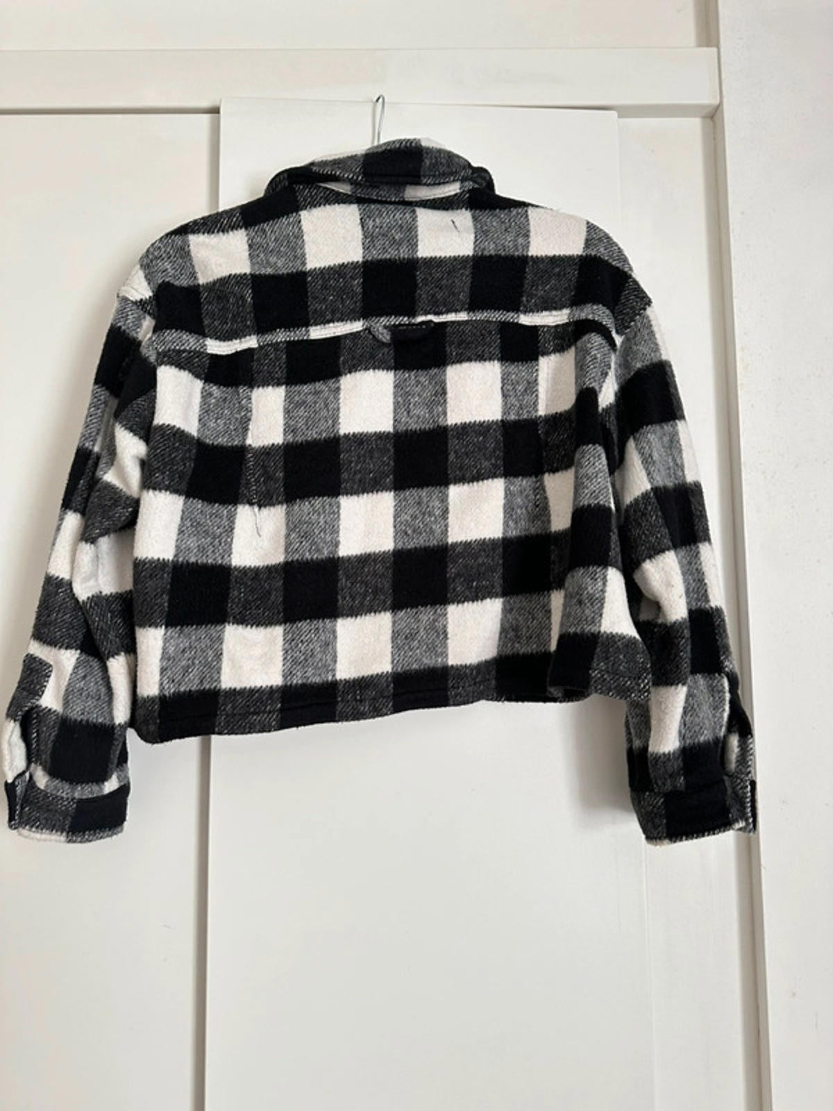 ZARA Black and White Checkered Cropped Jacket