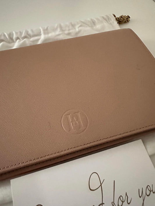 HA Designs Luxury Leather Clutch Bag – Blush Pink