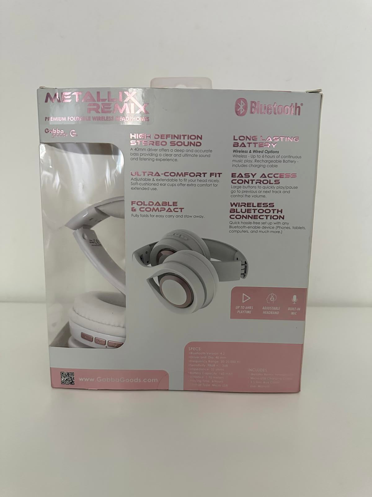 Gabba Goods Metallix Remix Wireless Bluetooth Foldable Headphones