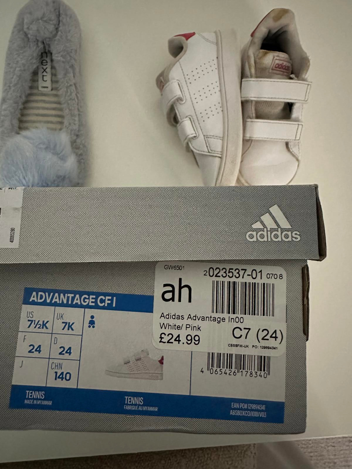 Adidas Advantage Trainers & Next Fluffy Slippers Bundle – Kids Shoes