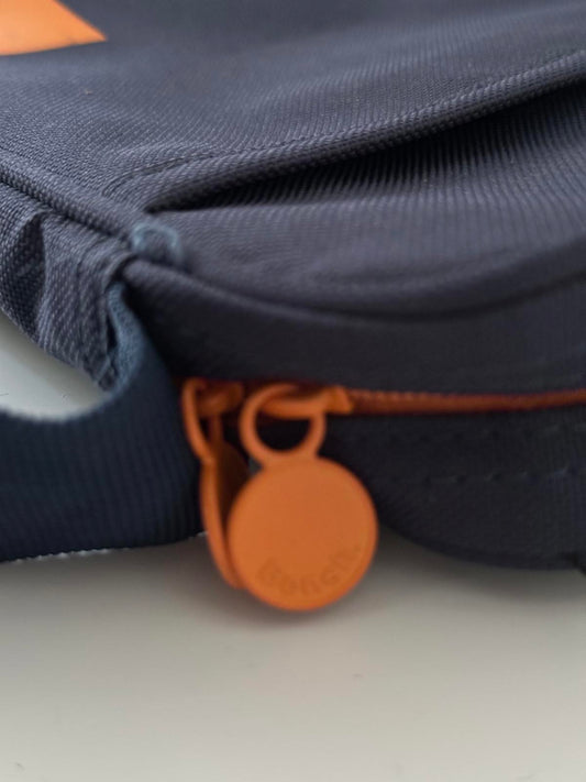 Bench Crossbody Shoulder Bag – Navy with Orange Logo