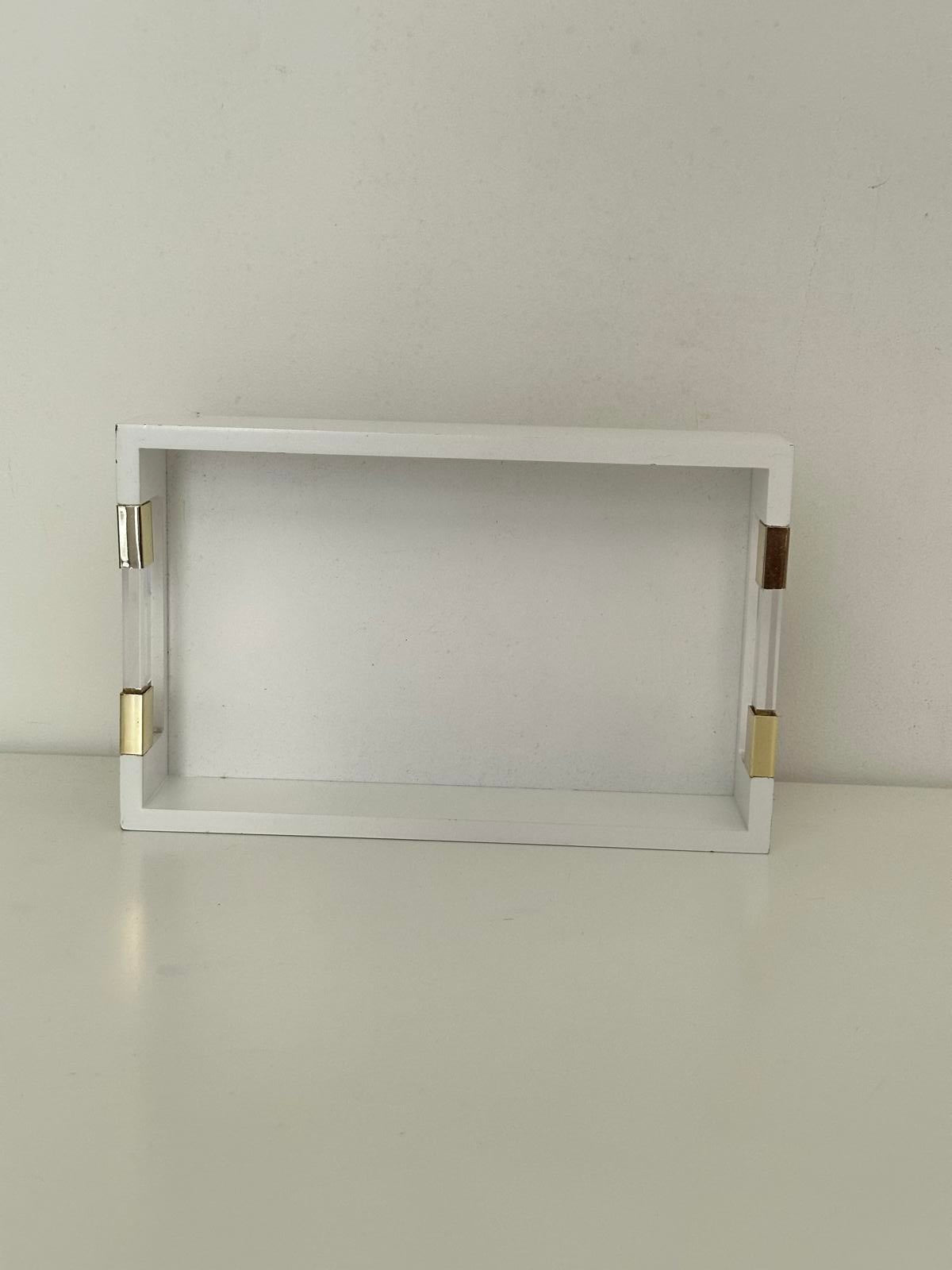 Modern White & Gold Acrylic Edge Decorative Tray