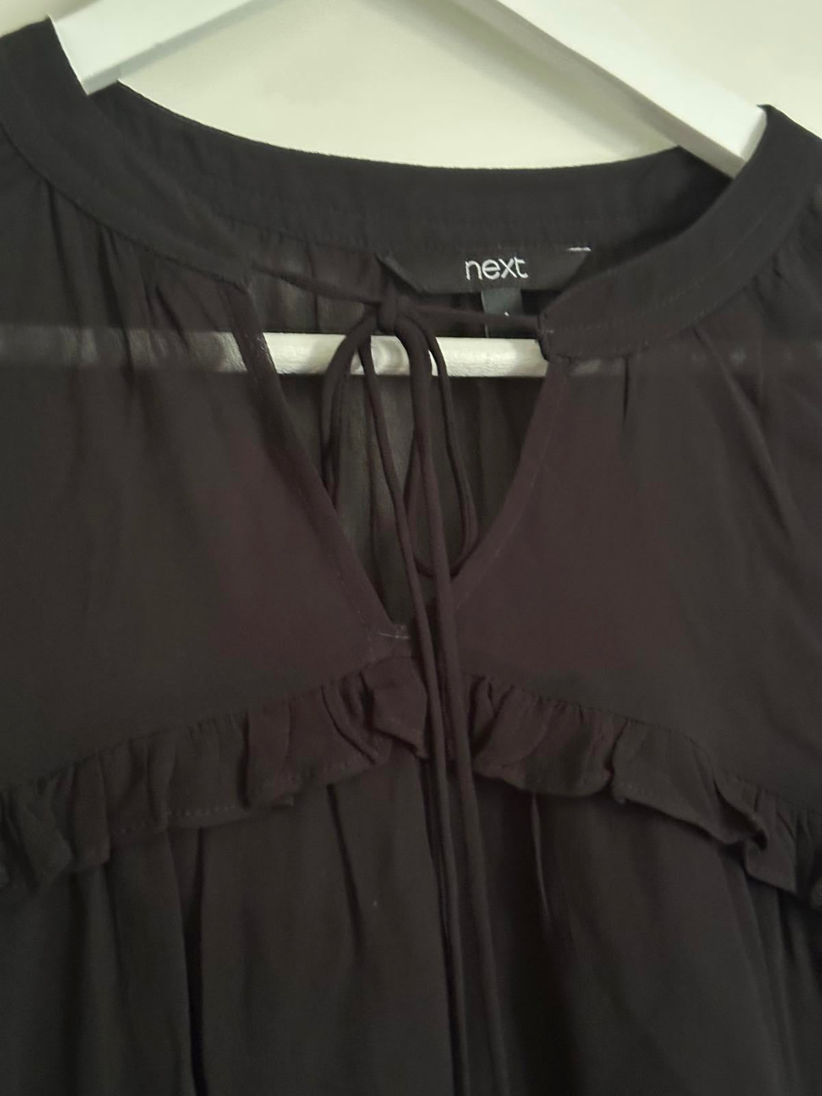 Next Black Sheer Long Sleeve Blouse – Size 14