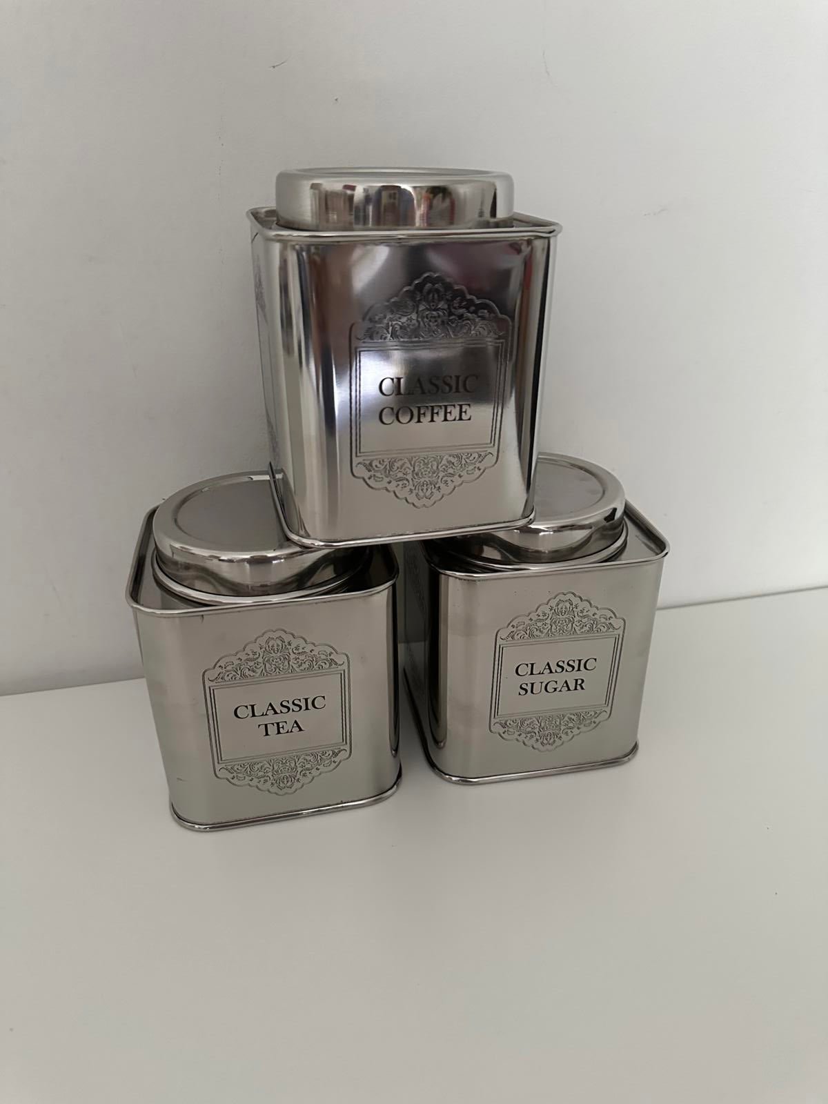 Elegant Classic Coffee, Tea & Sugar Canisters Set
