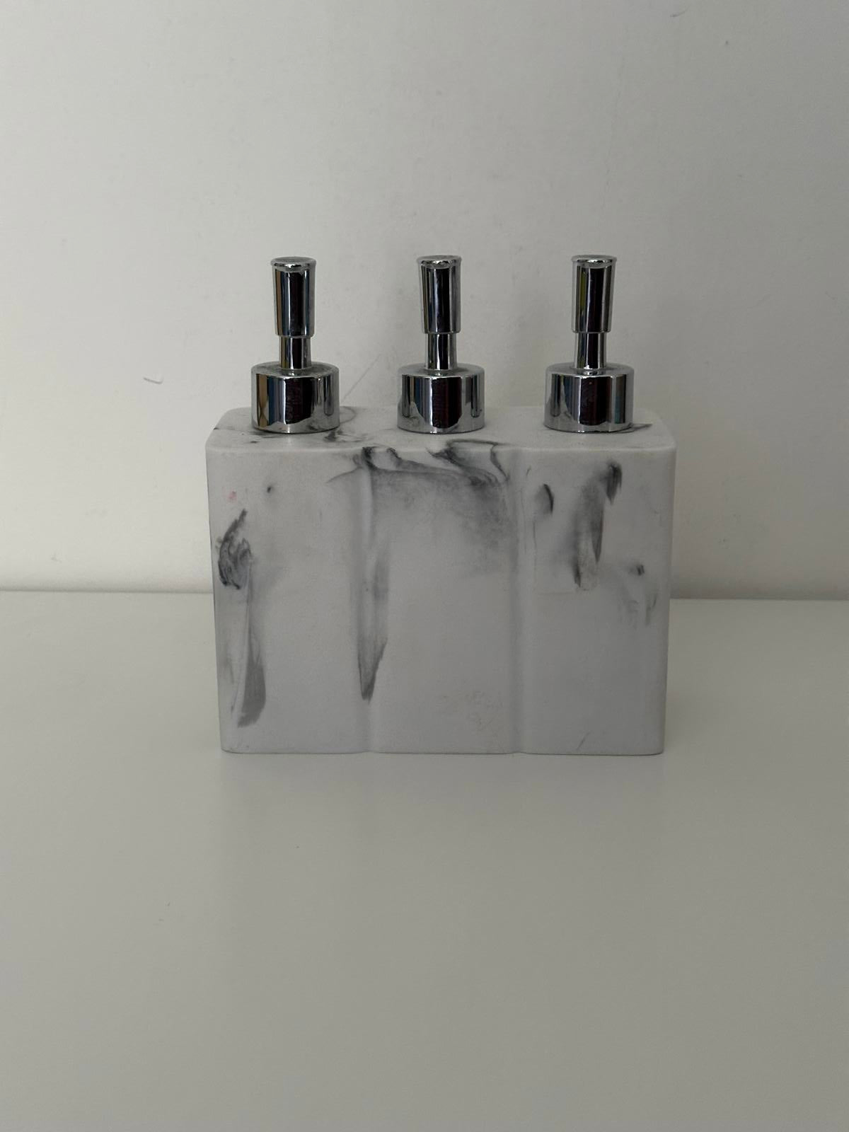 Marble Effect Trio Soap Dispenser – Shampoo, Conditioner & Body Wash