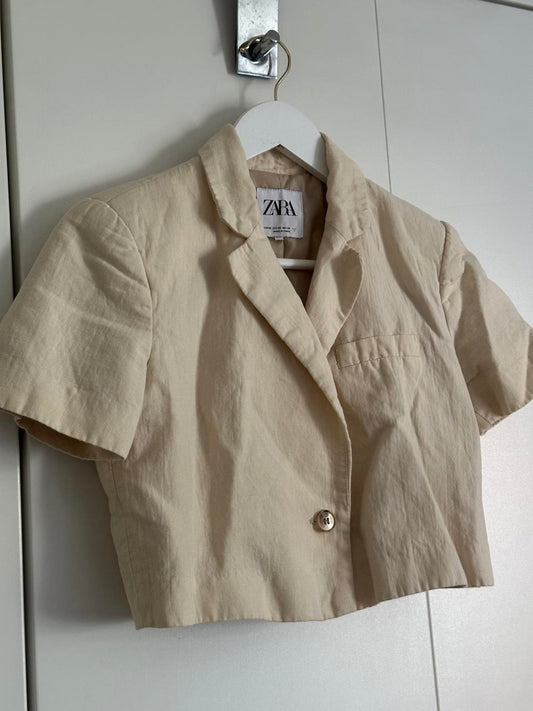 ZARA cropped short-sleeve blazer – beige
