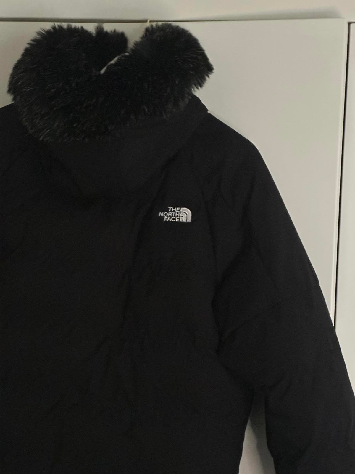 The North Face Black Puffer Jacket with Faux Fur Hood – Size L