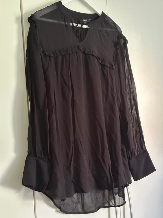 Next Black Sheer Long Sleeve Blouse – Size 14