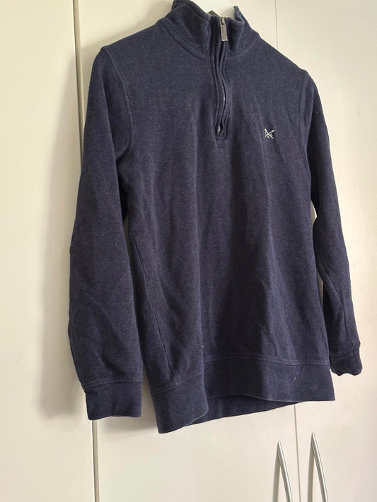 Crew Clothing Company Navy Half Zip Sweatshirt – 100% Cotton, Size M