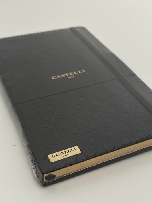 Castelli Italy Honeycomb Ruled Notebook – Black & Gold Luxury Design