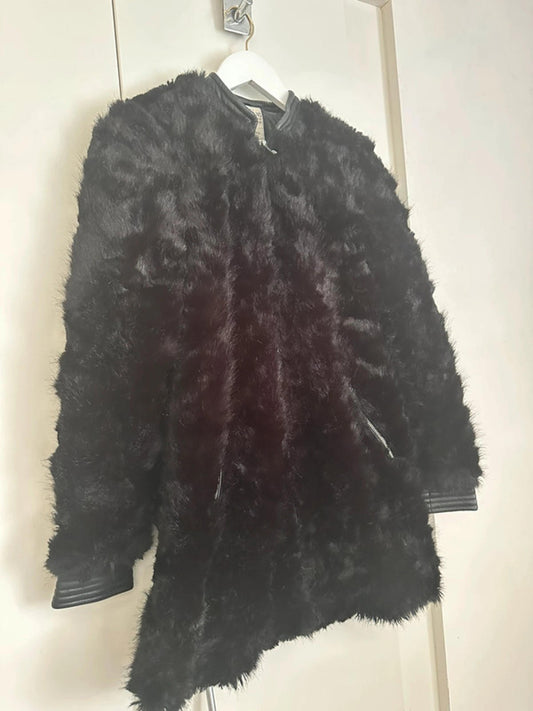 Stylish Faux Fur Black Coat