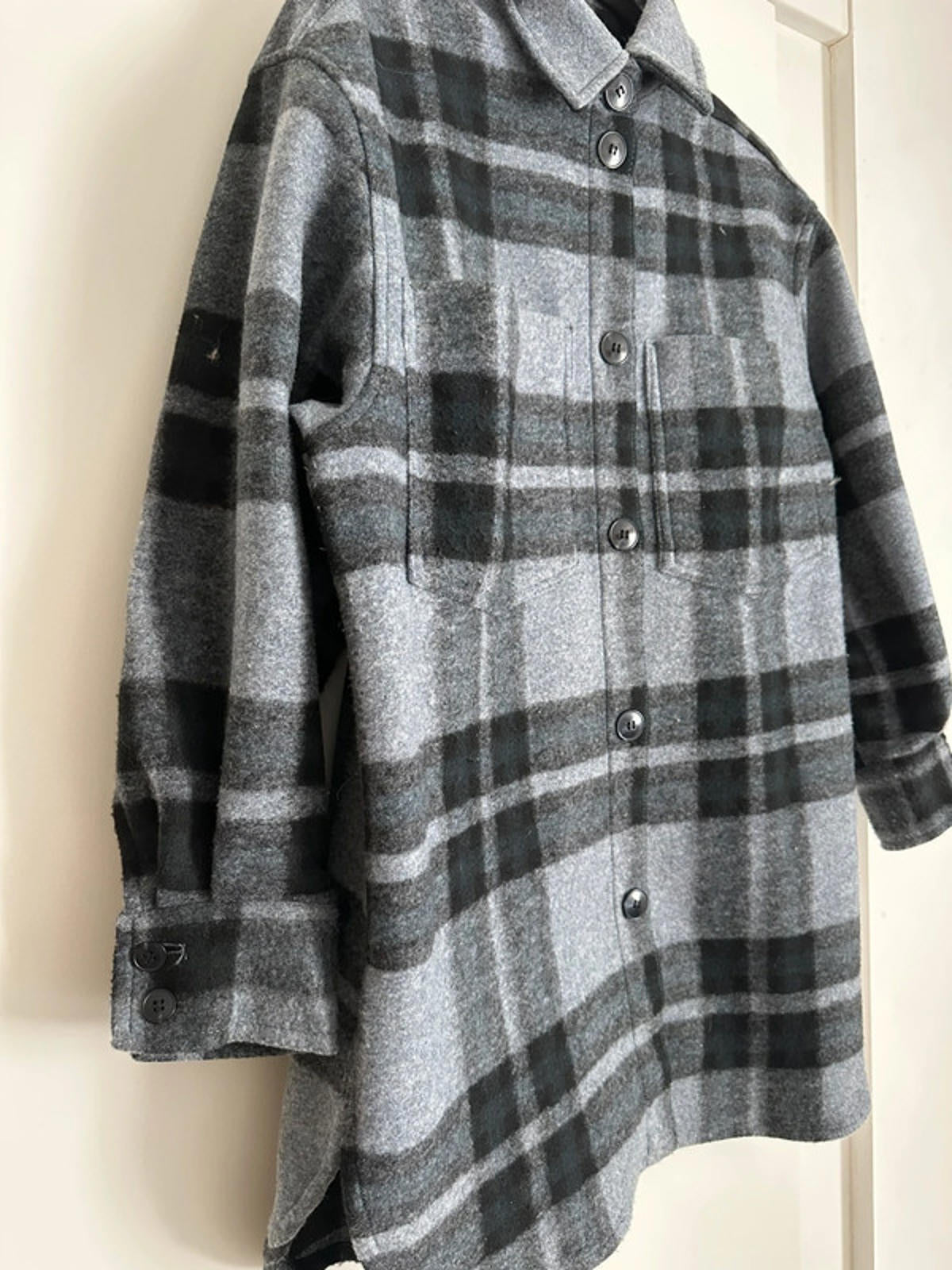 Grey and Black Plaid Flannel Shacket by H&M