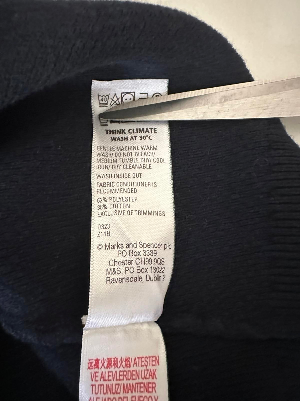 M&S Navy Cotton Blend Textured Knit Jumper – Size S