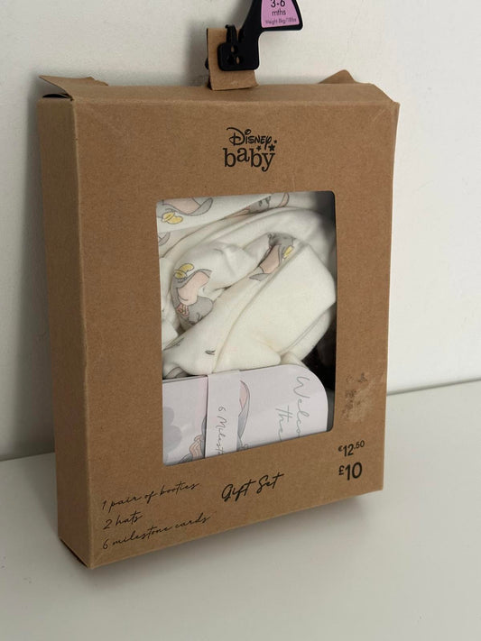 Disney Baby Dumbo 3-Piece Gift Set with Milestone Cards – 3-6 Months
