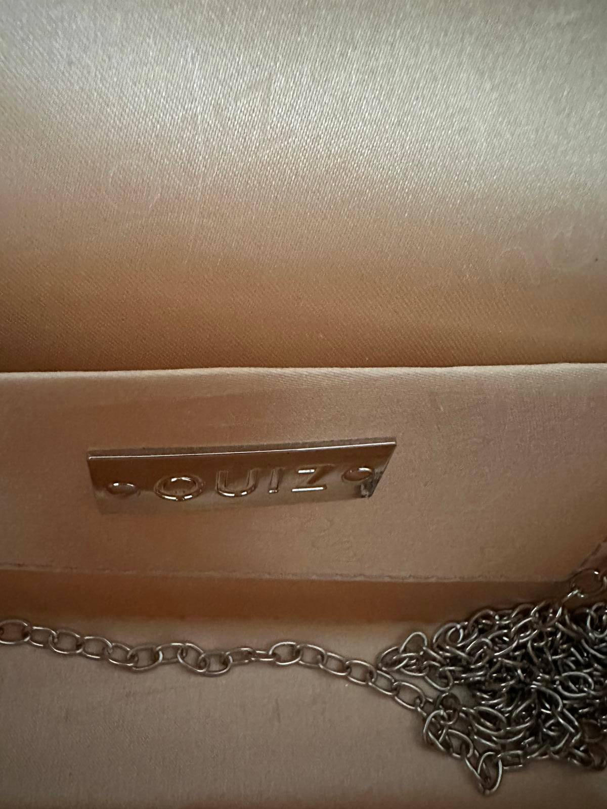 Quiz Rose Gold Glitter Envelope Clutch Bag with Chain Strap