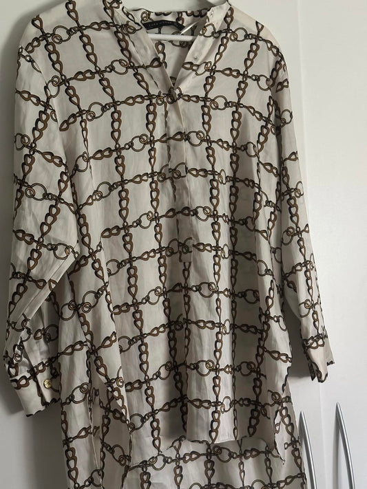 Zara Woman Chain Print Tunic Blouse